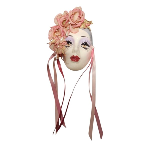 Kathleen H. Thomas Hand Painted Ceramic Face Mask Decoration - Picture 9 of 9